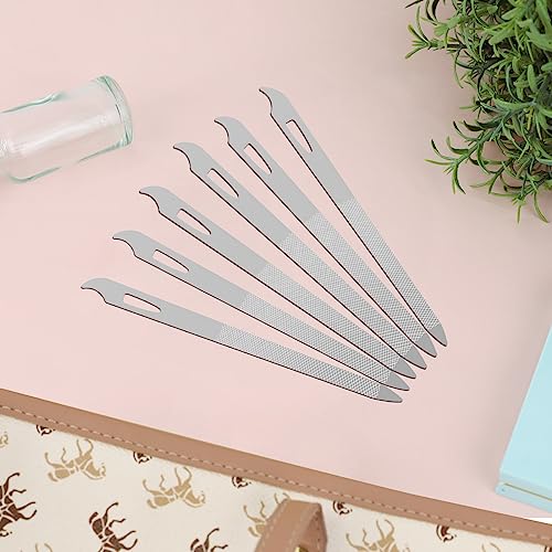 Mozeat Lens Stainless Steel Nail File Set, 6-Piece Double Sided Metal Files with Cleaner Tip for Natural and Acrylic Nails