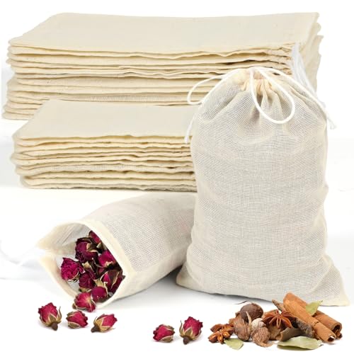 Reusable Muslin Spice Sachet Bags - Set of 30 for Cooking & Gifting