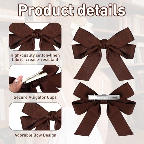 Satin Hair Bow Clips 8PCS Non Slip Alligator Hair Barrettes for Women