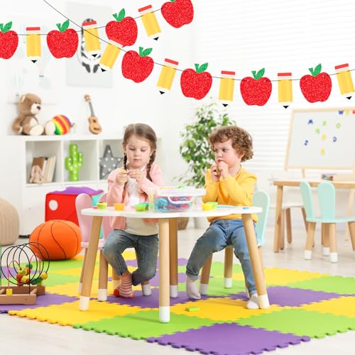 Back to School Garland Set - 2 Pack Apple Pencil & Apple Banners