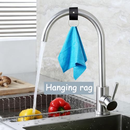Black Leather Towel Ring Holders - Set of 4 for Kitchen & Bathroom