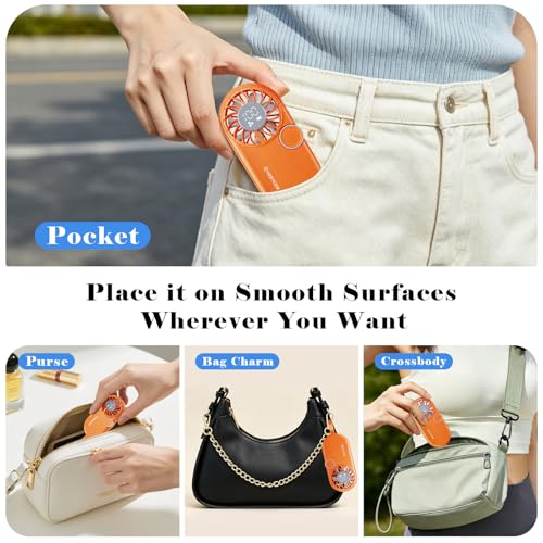 BelleRise Portable Mini Handheld Fan, Rechargeable 100-Speed Fan - Orange