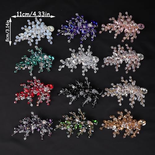 Teyglen Black Rhinestone Crystal Hair Barrette Wedding Hair Clip