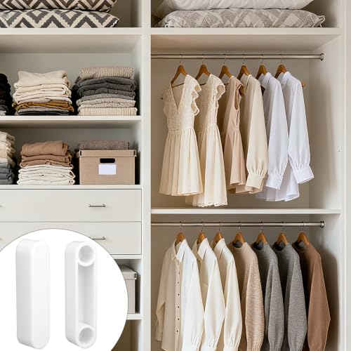 8 Pack White ABS Wire Shelving End Caps for Closet Rods & Shelves