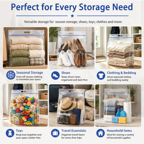 15 Gallon Extra Large Storage Bags with Handles - 5 Pack
