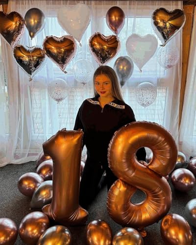 3 Brown Birthday Number Balloon - 40 Inch Foil Party Decoration