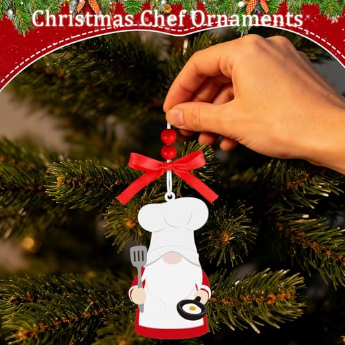 Chef Gnome Christmas Ornament - Wooden Hanging Decor for Home & Kitchen