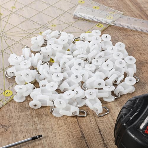 50 Pcs Curtain Track Glider Rollers - Durable Stainless Steel Hooks