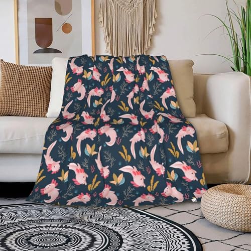 Axolotl Blanket - Soft Flannel Throw for Kids & Adults, 40x50 Inch