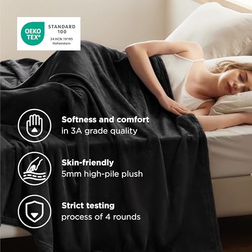 Bedsure GentleSoft Fleece Blanket - California King Black, 102x96