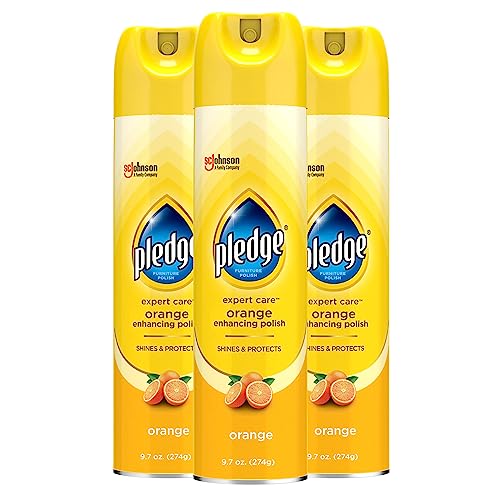 Pledge Orange Enhancing Polish Spray, 9.7oz (Pack of 3) - Wood & Furniture Cleaner