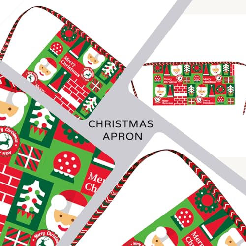 Cute Christmas Tree Waist Apron with Santa Claus Design - Waterproof Half Apron