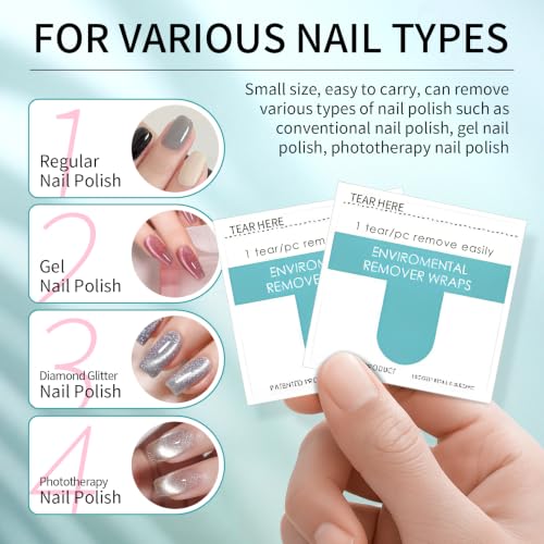 Nail Polish Remover Wipes Kit - 200 Pack Pre-Soaked Pads with Tools