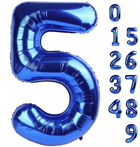 40 Inch Blue Number Balloons for Men's Birthday Party Decorations