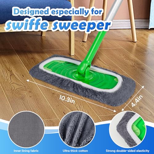 6 Reusable Microfiber Mop Pads for Swiffer Sweeper Mop - Washable & Durable