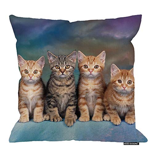 Cute Cat Pillowcase - 18x18 Inch Zippered Cushion Cover