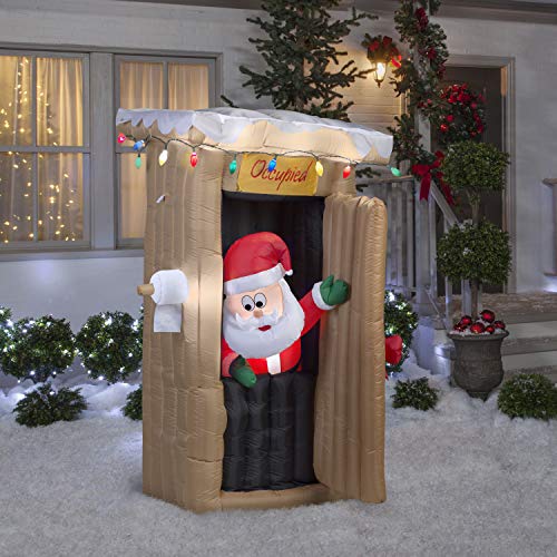6 FT Inflatable Christmas Santa and Outhouse Yard Decor with LED Lights