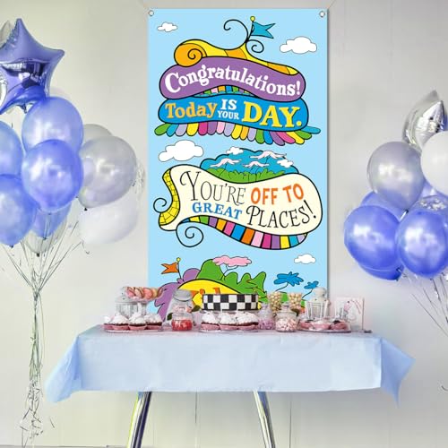 Oh The Places You'll Go Graduation Door Cover - Travel Party Decor, 3x6ft