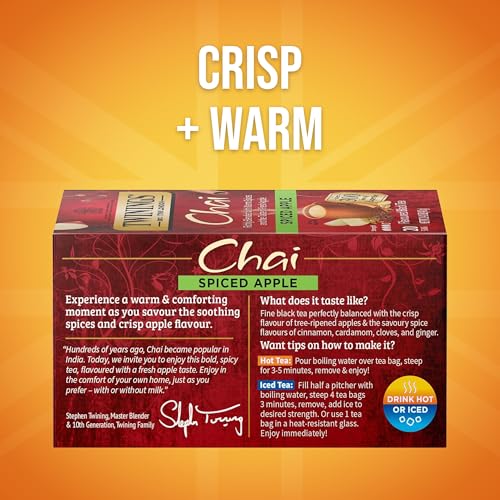 Twinings Spiced Apple Chai Black Tea Bags, 20 Count (6 Pack)