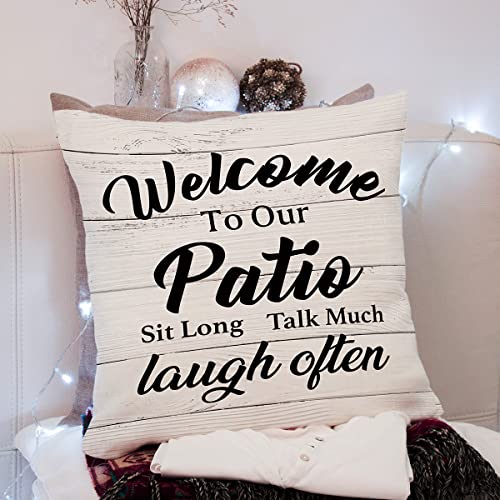 Farmhouse Flannel Throw Pillow Cover 18x18 for Porch & Living Room