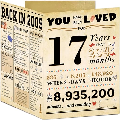 17th Birthday Card with Gold Envelope & Seal - 10.6 x 8 In