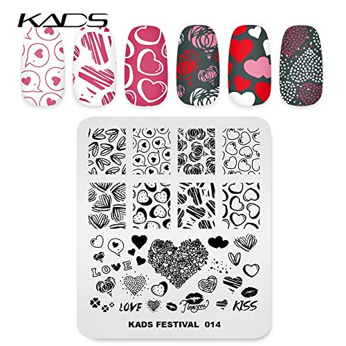 KADS Valentine's Day Nail Art Stamping Plate Love Heart FE014