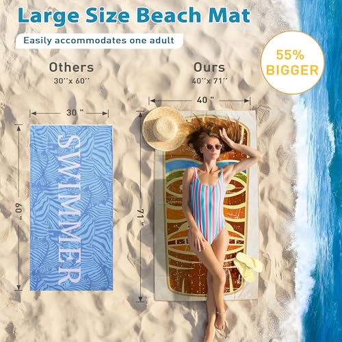 Solaris Microfiber Beach Towel - Sand-Free Quick-Dry Mat, 40"x71"