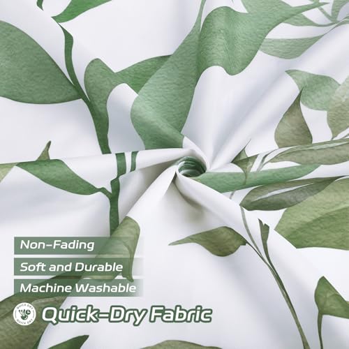 Sage Eucalyptus Leaves Shower Curtain with 12 Hooks - 72x72 inch