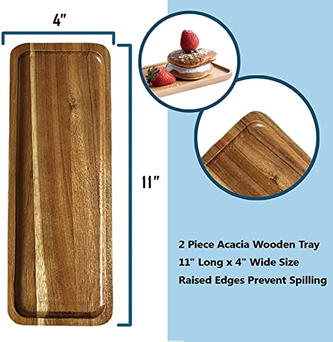 WRIVQSYO Square Wooden Vanity Tray for Bathroom & Kitchen Storage, 11x4 Inch