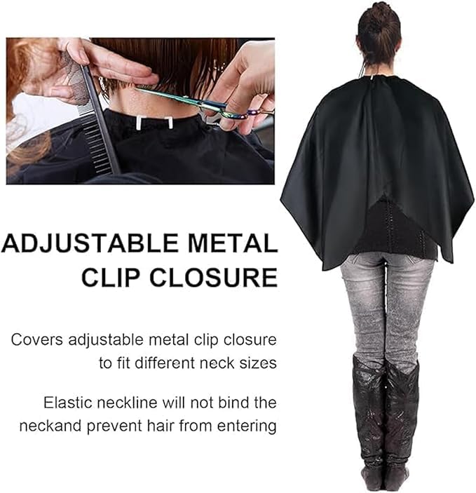 Professional Waterproof Hair Cutting Cape for Salon and Barber, Black
