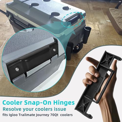 2PCS Heavy-Duty Snap-On Hinges & Screws Kit for Igloo Trailmate Journey 70 Qt Cooler - OEM Replacement Hinges & Accessories