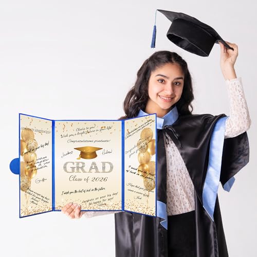 Blue Gold Graduation Guest Book Class of 2026 - Signature Card