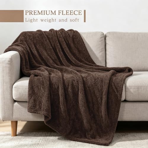 Exclusivo Mezcla Soft Fleece Throw Blanket - Coffee, 50" x 60"