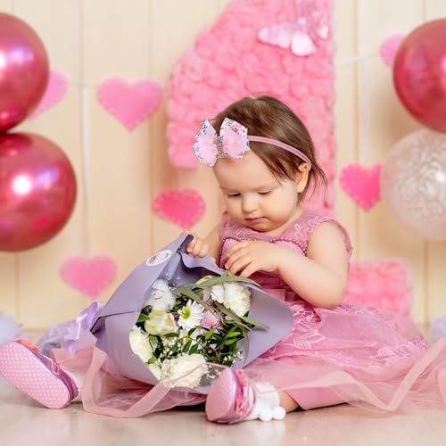 Keggaen 2-Pack 4-Inch Sweet One Birthday Hair Bows for Girls Pink