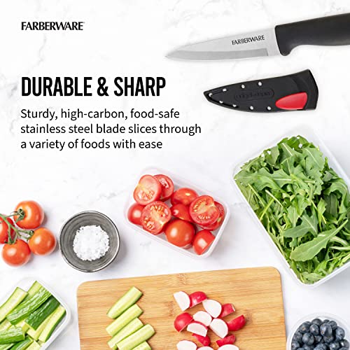 Farberware 3.5-Inch Paring Knife with Self-Sharpening Blade - Black