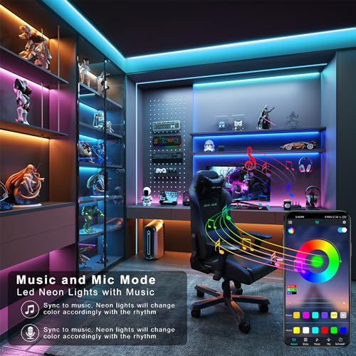 50FT RGB LED Strip Lights for Bedroom with Remote & App Control Music Sync