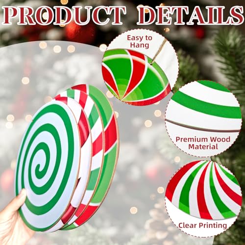 Large Indoor Christmas Candy Lollipop Ornaments - Set of 12