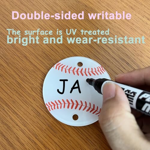 2 Pack Baseball Bag Fence Hooks ? Thick Fence Clips with Writable Acrylic Plates ? Dugout Organizer for Baseball Gear, Backpacks, Helmets, Bottles, Great Gift for Players & Friends