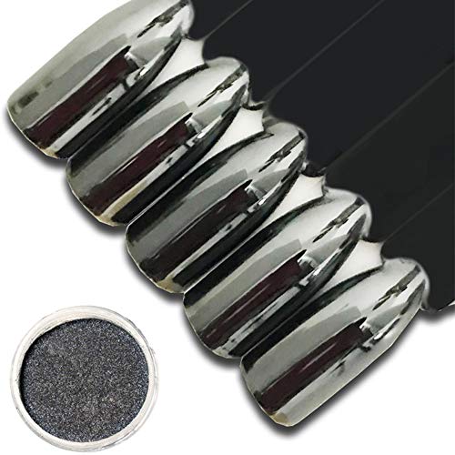 Bellecrey Black Chrome Nail Powder Mirror Metallic Pigment Glitter Dust