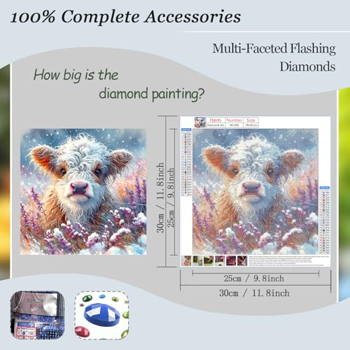 Aicomeon 5D Cow Diamond Art Kit for Adults - 12x12 Inch DIY Craft