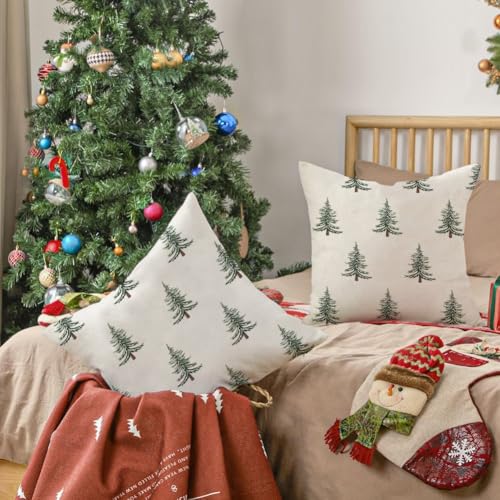 18" x 18" Outdoor Christmas Pillow Covers (Pack of 2) - Waterproof Tree Decor