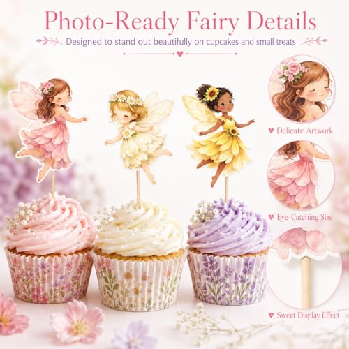 36 Pcs Fairy Cupcake Toppers - Magical Birthday Party Decorations