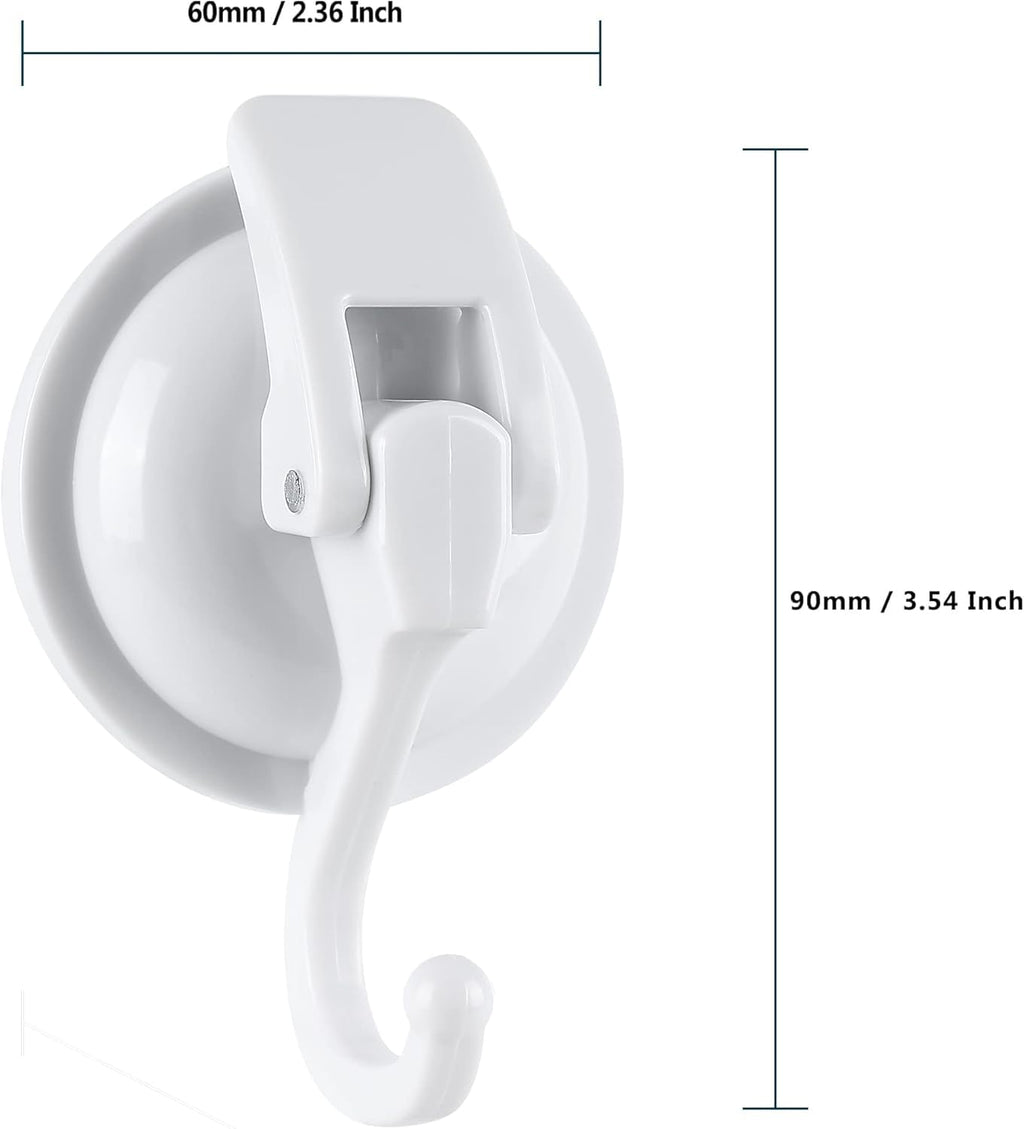 YSSILADI Heavy Duty Shower Suction Cup Hooks - Glass and Bathroom Robe Hangers, Reusable, No Hole Punch - White, 2 Pack