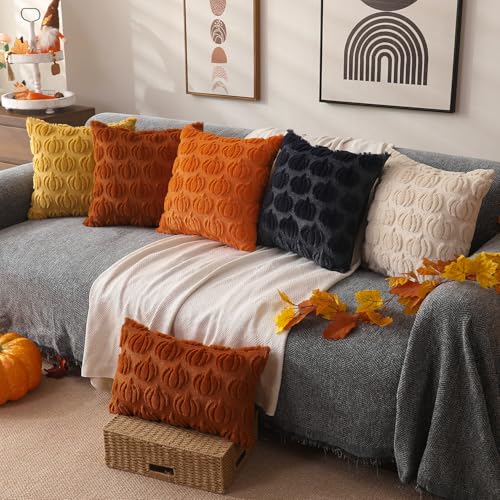 DFXSZ Rust Fall Pillow Covers 18x18 Inch, Soft Plush Set of 2