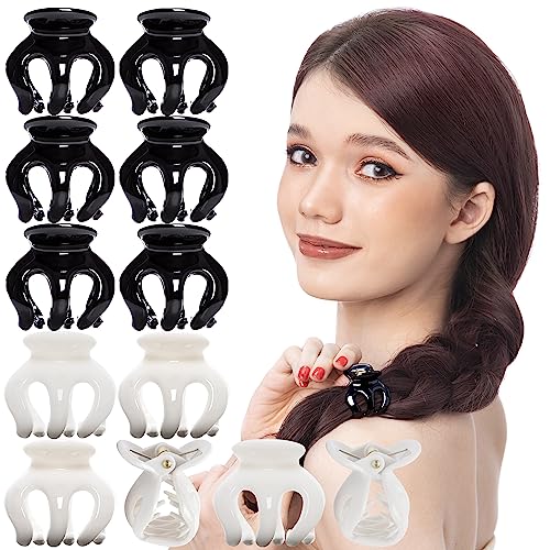 RC Roche 12 Pcs Small Octopus Hair Claw Clips Pumpkin Shape Black White