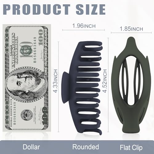 GIRLOLIIAR Flat Hair Claw Clips 8 Pack Neutral Matte Large Hair Jaw Clips