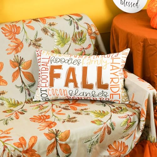 ONWAY Fall Decorative Pillow Cover 12x20 Inch - Orange