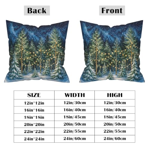Blue Christmas Pillow Covers 18x18 Inch Set of 2 - Xmas Tree Decor