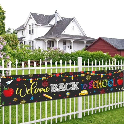 Welcome Back to School Banner Backdrop - 1.6x8.2ft Vinyl Party Decoration