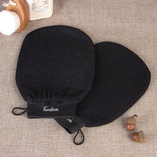 Fundrem Exfoliating Gloves 2 Pack - Korean Kessa Body Scrubber Mitt